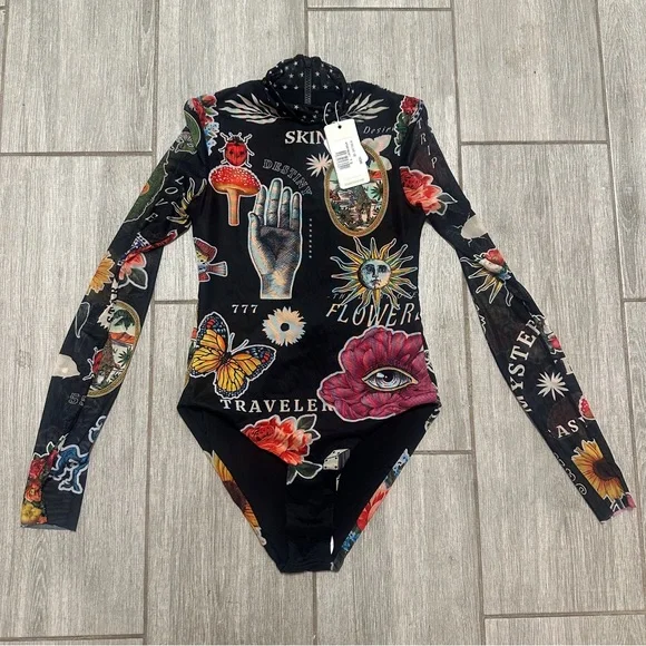 Agua Bendita RARE Embellished Mei One Piece Mesh Swimsuit - Picture 2 of 3